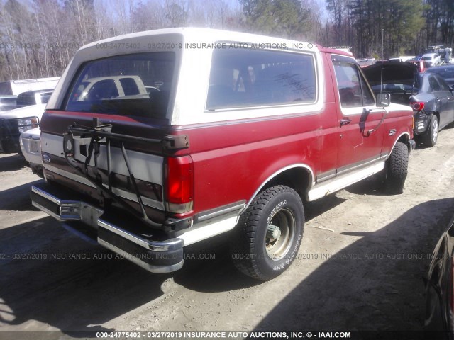 1FMEU15N7LLB13544 - 1990 FORD BRONCO U100 RED photo 4