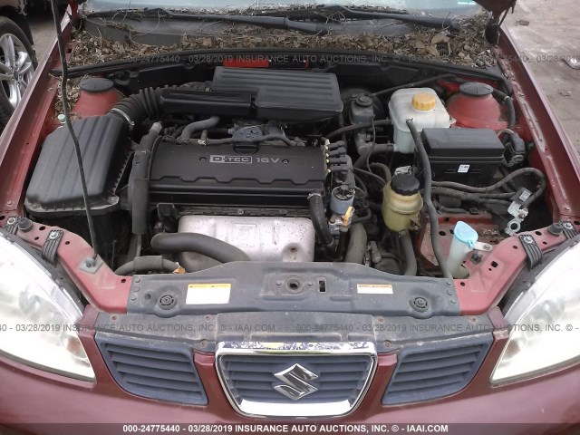 KL5JD52Z24K954721 - 2004 SUZUKI FORENZA S BURGUNDY photo 10