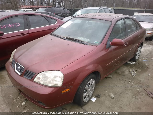 KL5JD52Z24K954721 - 2004 SUZUKI FORENZA S BURGUNDY photo 2