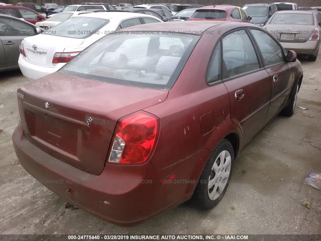 KL5JD52Z24K954721 - 2004 SUZUKI FORENZA S BURGUNDY photo 4