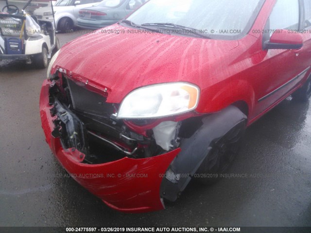 KL1TG5DE7AB044067 - 2010 CHEVROLET AVEO LT RED photo 6