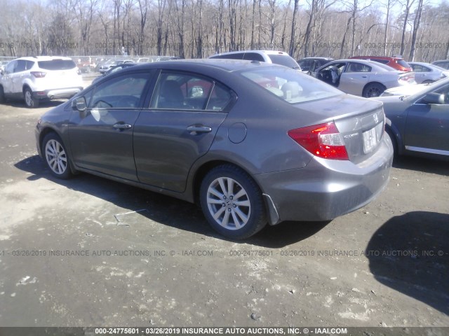 2HGFB2F97CH553218 - 2012 HONDA CIVIC EXL GRAY photo 3