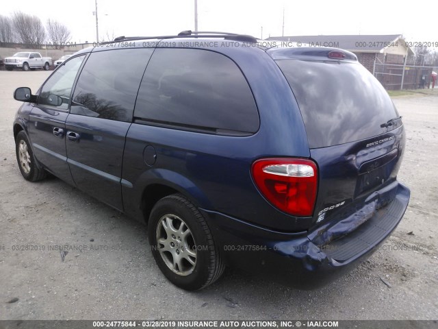 2B8GP74L12R527752 - 2002 DODGE GRAND CARAVAN EX BLUE photo 3