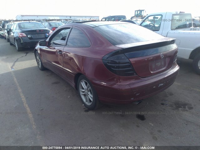 WDBRN40J53A447297 - 2003 MERCEDES-BENZ C 230K SPORT COUPE MAROON photo 3