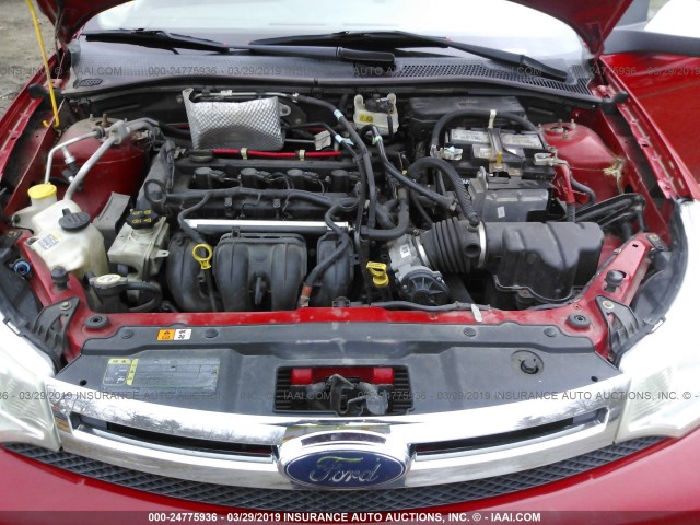 1FAHP35NX8W211337 - 2008 FORD FOCUS SE/SEL/SES RED photo 10