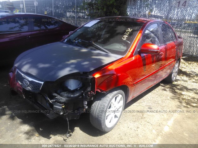 KNADH4A36A6641692 - 2010 KIA RIO LX/SX RED photo 2