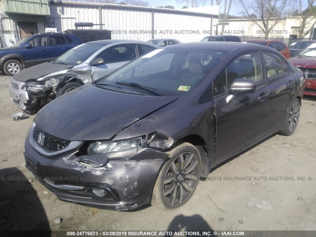 2HGFB2F97FH537315 - 2015 HONDA CIVIC EXL GRAY photo 2