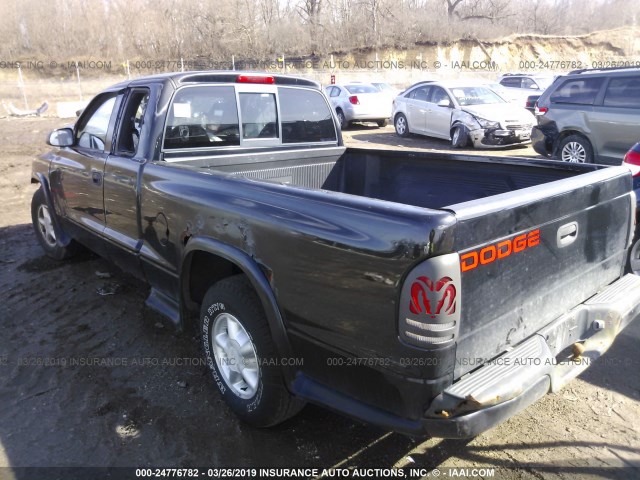 1B7GL22XXWS571312 - 1998 DODGE DAKOTA BLACK photo 3