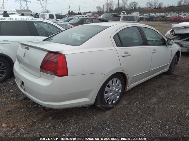 4A3AB36F76E073581 - 2006 MITSUBISHI GALANT ES MEDIUM/LS MEDIUM WHITE photo 4