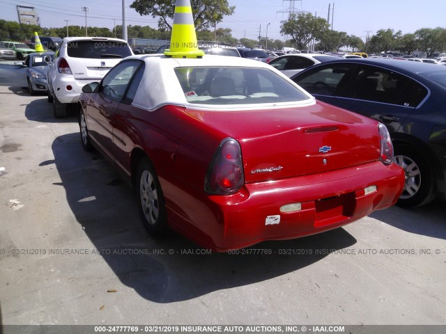 2G1WW12E949285972 - 2004 CHEVROLET MONTE CARLO LS RED photo 3