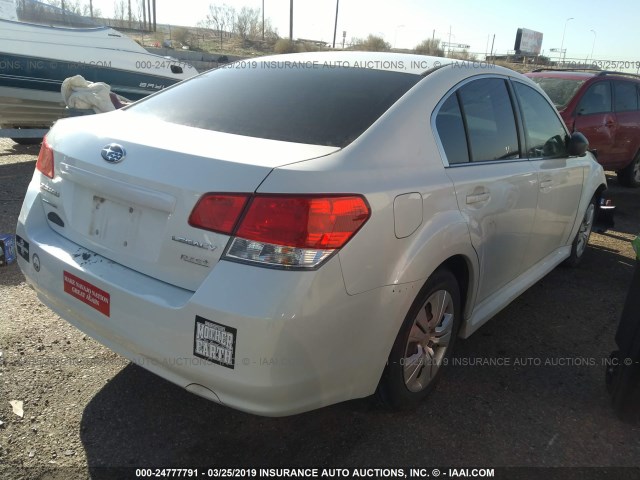 4S3BMBA62B3241510 - 2011 SUBARU LEGACY 2.5I WHITE photo 4