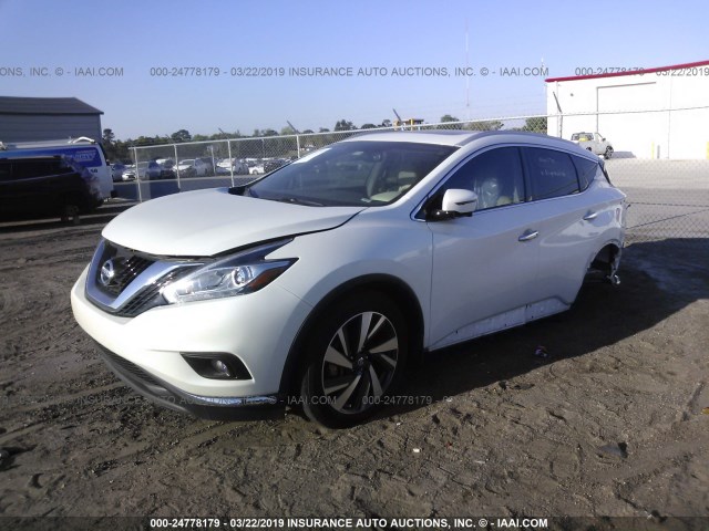 5N1AZ2MG6JN130734 - 2018 NISSAN MURANO S/SL/SV/PLATINUM WHITE photo 2