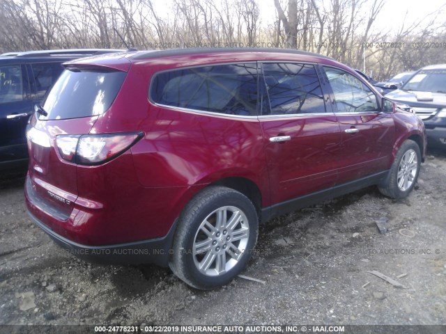 1GNKRGKD5DJ266418 - 2013 CHEVROLET TRAVERSE LT RED photo 4