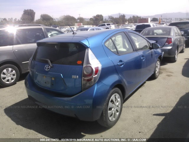 JTDKDTB39D1539612 - 2013 TOYOTA PRIUS C BLUE photo 4