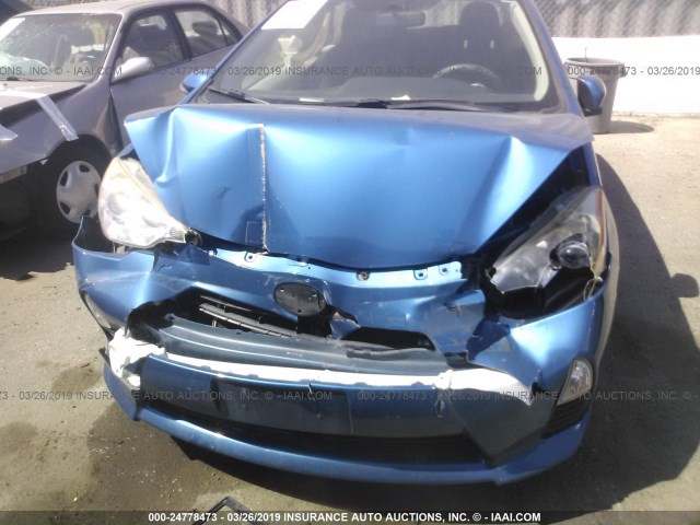 JTDKDTB39D1539612 - 2013 TOYOTA PRIUS C BLUE photo 6