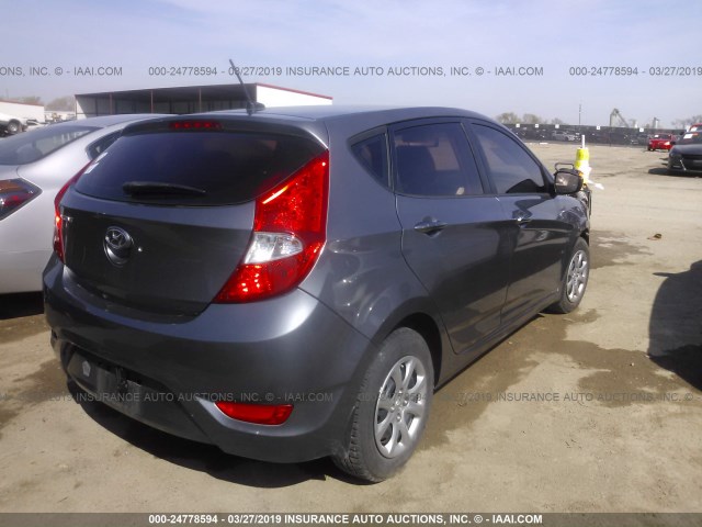 KMHCT5AE0EU161472 - 2014 HYUNDAI ACCENT GLS/GS GRAY photo 4