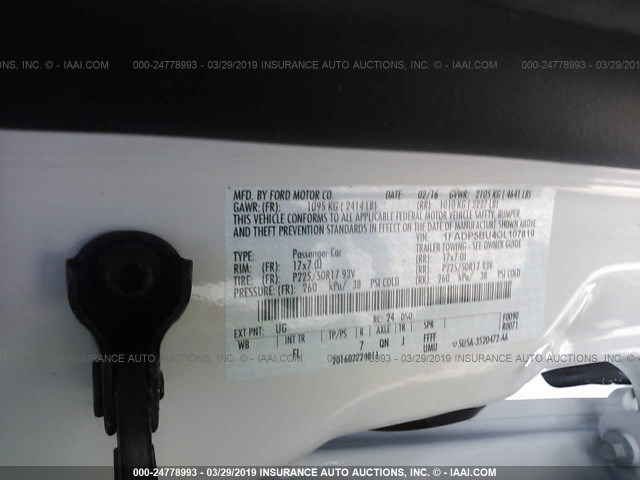 1FADP5BU4GL107819 - 2016 FORD C-MAX SEL WHITE photo 9