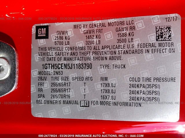 1GTH5CEN5J1183790 - 2018 GMC CANYON SLE RED photo 9