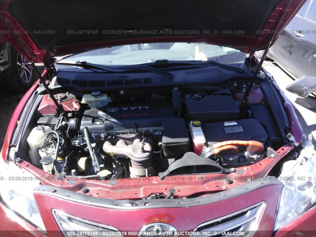 JTNBB46K073000247 - 2007 TOYOTA CAMRY NEW GENERAT HYBRID RED photo 10