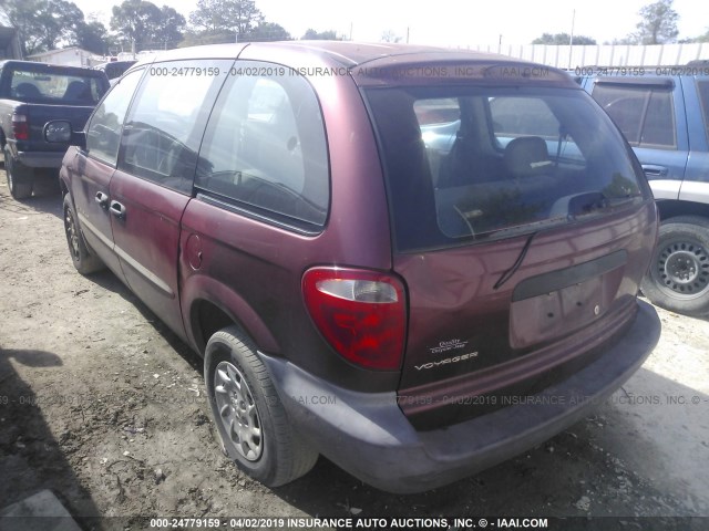 1C4GJ25B51B222203 - 2001 CHRYSLER VOYAGER BURGUNDY photo 3