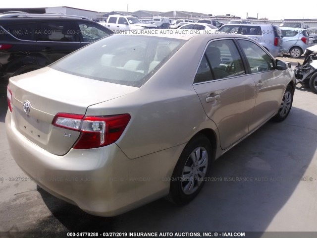 4T4BF1FK2CR191344 - 2012 TOYOTA CAMRY SE/LE/XLE GOLD photo 4