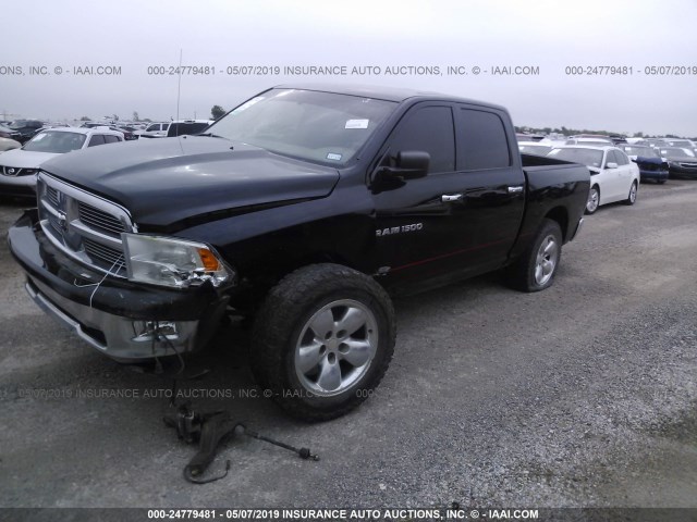 1C6RD6LTXCS179300 - 2012 DODGE RAM 1500 SLT BLACK photo 2