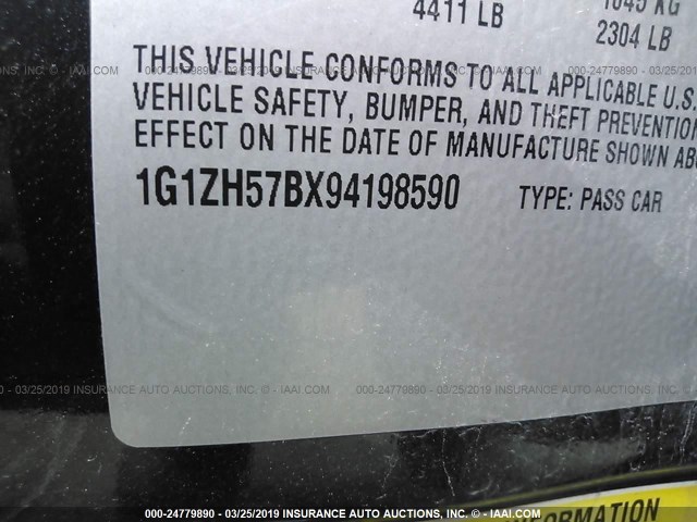 1G1ZH57BX94198590 - 2009 CHEVROLET MALIBU 1LT 黑色 照片 9