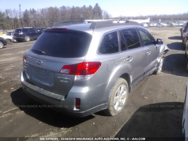 4S4BRBGCXB1372450 - 2011 SUBARU OUTBACK 2.5I PREMIUM SILVER photo 4