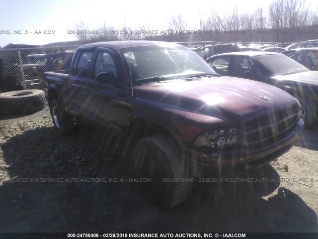 1B7HG48X22S707535 - 2002 DODGE DAKOTA QUAD SLT RED photo 1