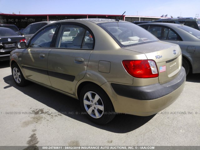 KNADE123986381529 - 2008 KIA RIO LX/SX GOLD photo 3