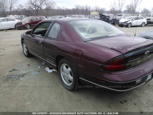 2G1WW12M8X9204682 - 1999 CHEVROLET MONTE CARLO LS ბურგუნდია ფოტო 3