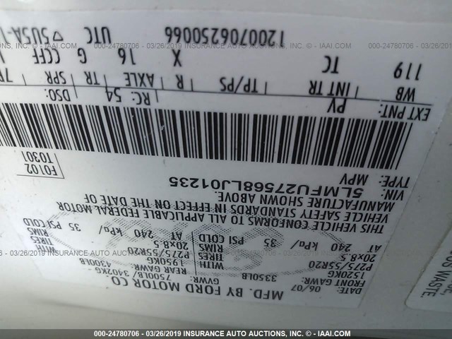 5LMFU27568LJ01235 - 2008 LINCOLN NAVIGATOR Blanc photo 9