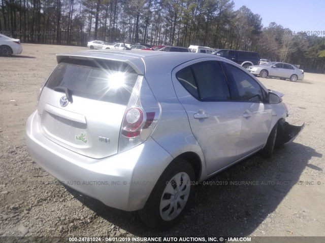 JTDKDTB30D1529244 - 2013 TOYOTA PRIUS C SILVER photo 4