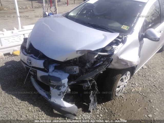 JTDKDTB30D1529244 - 2013 TOYOTA PRIUS C SILVER photo 6