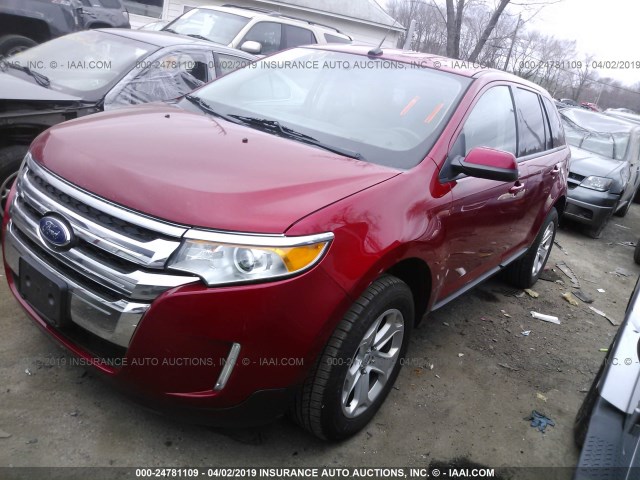 2FMDK3JC4CBA11748 - 2012 FORD EDGE SEL RED photo 2