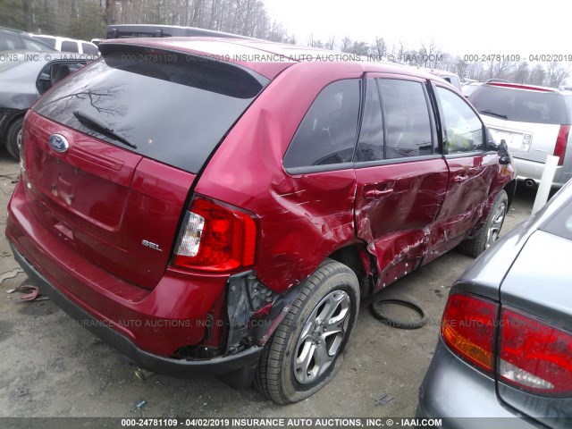 2FMDK3JC4CBA11748 - 2012 FORD EDGE SEL RED photo 4