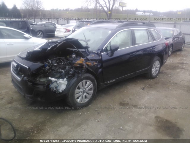 4S4BSAAC2J3265225 - 2018 SUBARU OUTBACK 2.5I Dark Blue photo 2