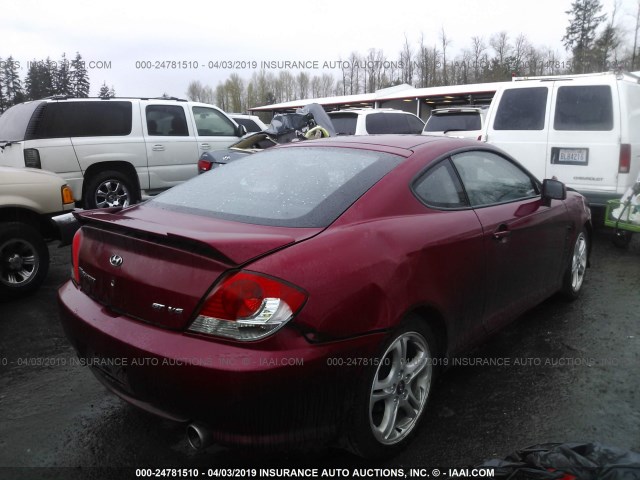 KMHHN65F16U200757 - 2006 HYUNDAI TIBURON GT/SE/GT LIMITED RED photo 4