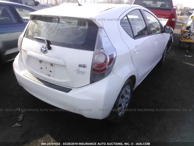 JTDKDTB39C1502459 - 2012 TOYOTA PRIUS C WHITE photo 4