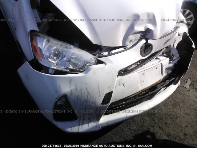 JTDKDTB39C1502459 - 2012 TOYOTA PRIUS C WHITE photo 6