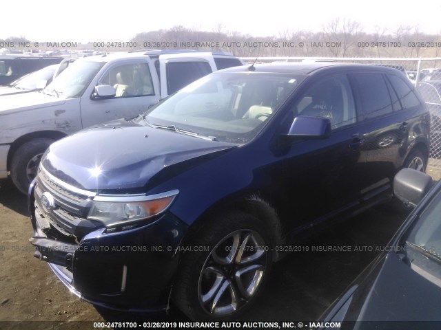 2FMDK4AK2BBA39138 - 2011 FORD EDGE SPORT BLUE photo 2