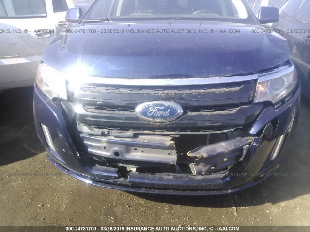 2FMDK4AK2BBA39138 - 2011 FORD EDGE SPORT BLUE photo 6