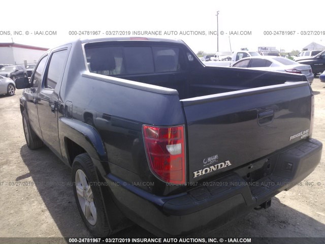 5FPYK1F50AB001679 - 2010 HONDA RIDGELINE RTL Dark Blue photo 3