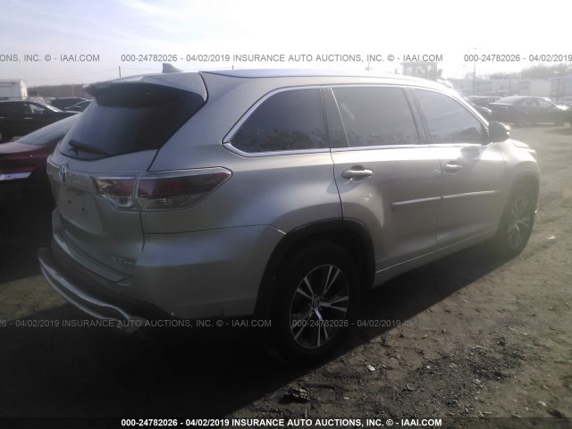 5TDJKRFH0GS346833 - 2016 TOYOTA HIGHLANDER XLE GRAY photo 4