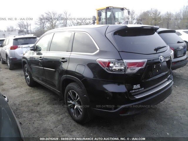 5TDJKRFH4GS500718 - 2016 TOYOTA HIGHLANDER XLE BLACK photo 3