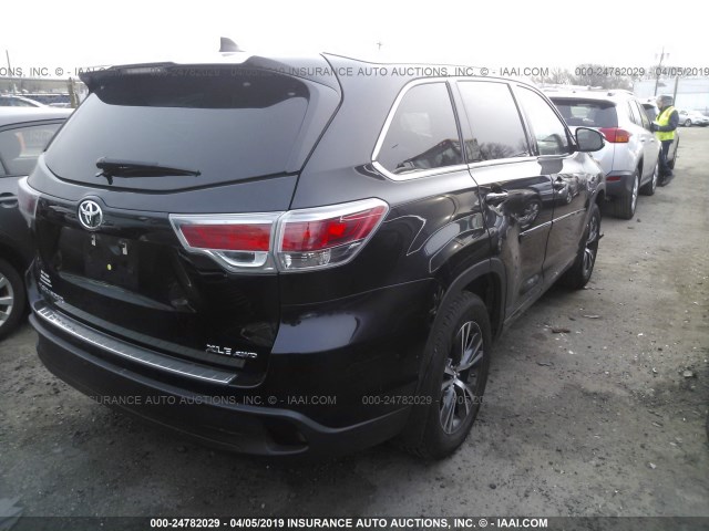 5TDJKRFH4GS500718 - 2016 TOYOTA HIGHLANDER XLE BLACK photo 4