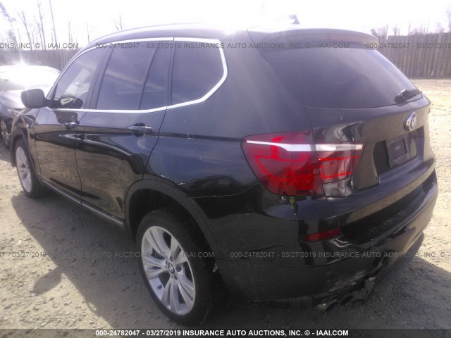 5UXWX7C52BL730014 - 2011 BMW X3 XDRIVE35I BLACK photo 3