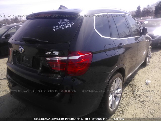 5UXWX7C52BL730014 - 2011 BMW X3 XDRIVE35I BLACK photo 4