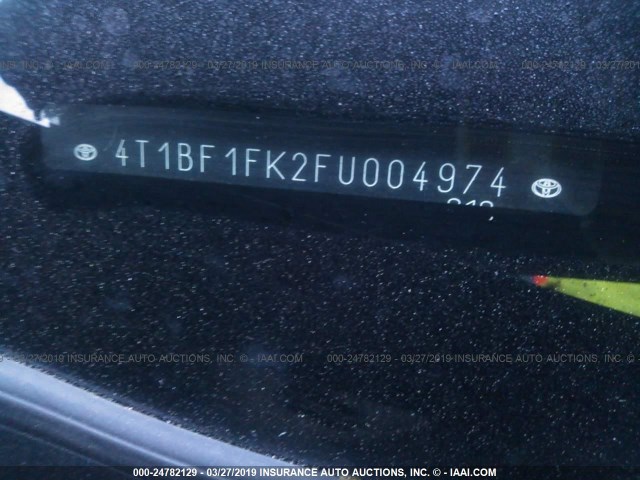 4T1BF1FK2FU004974 - 2015 TOYOTA CAMRY LE/XLE/SE/XSE შავი ფოტო 9