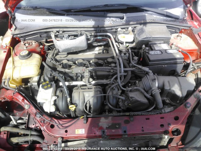 1FAFP34N07W106524 - 2007 FORD FOCUS ZX4/S/SE/SES წითელი ფოტო 10